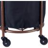 Household Essentials Round Laundry Hamper, Metal Frame with Wheels, Heavy Duty and Commercial-Grade, Black Polyester Bag, Great For Both Residential and Commercial Use(Black/Copper)