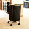 Household Essentials Round Laundry Hamper, Metal Frame with Wheels, Heavy Duty and Commercial-Grade, Black Polyester Bag, Great For Both Residential and Commercial Use(Black/Copper)