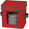 Household Essentials Saucer Storage Box, Holds 12 Saucers with Felt Protectors, Windowed Panel, 2 Riveted Handles, Foldable and Stackable Box(Red)