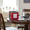 Household Essentials Saucer Storage Box, Holds 12 Saucers with Felt Protectors, Windowed Panel, 2 Riveted Handles, Foldable and Stackable Box(Red)