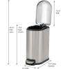 Household Essentials Slim Trash Can, 10 Liter / 2.6 Gallon, Stainless Steel Bathroom Step Trash Can, Easy to Clean 94433-1