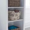 Household Essentials Small Tapered Storage Bin with Wood Handles, Black Floral(Medium)