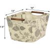 Household Essentials Small Tapered Storage Bin with Wood Handles, Black Floral(Medium (Pack of 2))