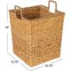 Household Essentials Square Handwoven Water Hyacinth and Seagrass Basket with Handles, Natural