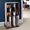 Household Essentials Transformer Boot Storage Rack, Adjustable Cubbies, Soft Poly-Cotton Fabric, Sturdy Steel Frame, Versatile and Stylish, Perfect for Short, Mid and Tall Boots, Natural and Brown 23 Inch