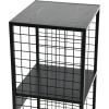 Household Essentials Trellis Open Storage Bookshelf with 2 Cube Compartments Mid Century Walnut Wood Grain and Black Metal(Black)