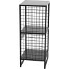 Household Essentials Trellis Open Storage Bookshelf with 2 Cube Compartments Mid Century Walnut Wood Grain and Black Metal(Black)