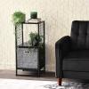 Household Essentials Trellis Open Storage Bookshelf with 2 Cube Compartments Mid Century Walnut Wood Grain and Black Metal(Black)