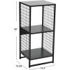 Household Essentials Trellis Open Storage Bookshelf with 2 Cube Compartments Mid Century Walnut Wood Grain and Black Metal(Black)