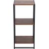 Household Essentials Trellis Open Storage Bookshelf with 2 Cube Compartments Mid Century Walnut Wood Grain and Black Metal(Hickory)