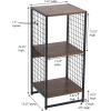 Household Essentials Trellis Open Storage Bookshelf with 2 Cube Compartments Mid Century Walnut Wood Grain and Black Metal(Hickory)
