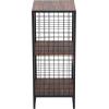 Household Essentials Trellis Open Storage Bookshelf with 2 Cube Compartments Mid Century Walnut Wood Grain and Black Metal(Hickory)