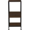Household Essentials Trellis Open Storage Bookshelf with 2 Cube Compartments Mid Century Walnut Wood Grain and Black Metal(Walnut)