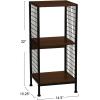Household Essentials Trellis Open Storage Bookshelf with 2 Cube Compartments Mid Century Walnut Wood Grain and Black Metal(Walnut)