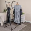 Household Essentials Valet Folding Clothes Rack, Strong Metal X-Frame, Chic Design, Great for Guest and Dressing Rooms, Portable and Easy to Use, Folds Flat, White(Black)