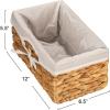 Household Essentials Wicker Basket Set, 3 Pieces, 1 Large and 2 Small Water Hyacinth Baskets for Storage and Organization(Water Hyacinth)