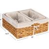 Household Essentials Wicker Basket Set, 3 Pieces, 1 Large and 2 Small Water Hyacinth Baskets for Storage and Organization(Water Hyacinth)