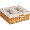Household Essentials Wicker Basket Set, 3 Pieces, 1 Large and 2 Small Water Hyacinth Baskets for Storage and Organization(Water Hyacinth)