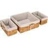 Household Essentials Wicker Basket Set, 3 Pieces, 1 Large and 2 Small Water Hyacinth Baskets for Storage and Organization(Water Hyacinth)