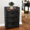 Household Essentials Woven 3 Drawer Chest with Cutout Handles(Black)