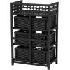 Household Essentials Woven 3 Drawer Chest with Cutout Handles(Black)