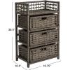 Household Essentials Woven 3 Drawer Chest with Cutout Handles(Grey)
