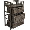 Household Essentials Woven 3 Drawer Chest with Cutout Handles(Grey)
