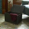 Household Essentials Woven Paper Rope Storage Chest with Hinged Lid and Integrated Handles, Grey(Black)