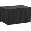 Household Essentials Woven Paper Rope Storage Chest with Hinged Lid and Integrated Handles, Grey(Black)