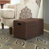 Household Essentials Woven Paper Rope Storage Chest with Hinged Lid and Integrated Handles, Grey(Dark Brown)