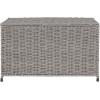 Household Essentials Woven Paper Rope Storage Chest with Hinged Lid and Integrated Handles, Grey(Grey)