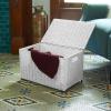 Household Essentials Woven Paper Rope Storage Chest with Hinged Lid and Integrated Handles, Grey(White)