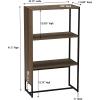 Household Essentials Wrap 3 Shelf Open Storage Bookshelf Ashwood Rustic Wood Grain and Black Metal