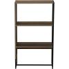 Household Essentials Wrap 3 Shelf Open Storage Bookshelf Ashwood Rustic Wood Grain and Black Metal