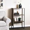 Household Essentials Wrap 3 Shelf Open Storage Bookshelf Ashwood Rustic Wood Grain and Black Metal