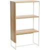 Household Essentials Wrap 3 Shelf Open Storage Bookshelf Coastal Oak Rustic Wood Grain and White Metal