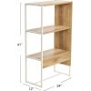 Household Essentials Wrap 3 Shelf Open Storage Bookshelf Coastal Oak Rustic Wood Grain and White Metal