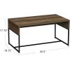 Household Essentials Wrap Rectangular Coffee Table Rustic Slate Concrete and Black Metal(Ashwood)