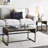 Household Essentials Wrap Rectangular Coffee Table Rustic Slate Concrete and Black Metal(Ashwood)