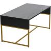 Household Essentials Wrap Rectangular Coffee Table Rustic Slate Concrete and Black Metal(Black)