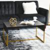 Household Essentials Wrap Rectangular Coffee Table Rustic Slate Concrete and Black Metal(Black)