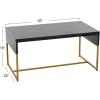 Household Essentials Wrap Rectangular Coffee Table Rustic Slate Concrete and Black Metal(Black)