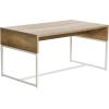 Household Essentials Wrap Rectangular Coffee Table Rustic Slate Concrete and Black Metal(Coastal Oak Finish)