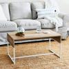 Household Essentials Wrap Rectangular Coffee Table Rustic Slate Concrete and Black Metal(Coastal Oak Finish)
