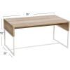 Household Essentials Wrap Rectangular Coffee Table Rustic Slate Concrete and Black Metal(Coastal Oak Finish)