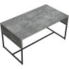 Household Essentials Wrap Rectangular Coffee Table Rustic Slate Concrete and Black Metal(Grey)