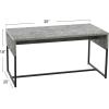 Household Essentials Wrap Rectangular Coffee Table Rustic Slate Concrete and Black Metal(Grey)