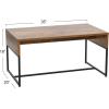 Household Essentials Wrap Rectangular Coffee Table Rustic Slate Concrete and Black Metal(Rustic Hickory)