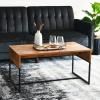 Household Essentials Wrap Rectangular Coffee Table Rustic Slate Concrete and Black Metal(Rustic Hickory)
