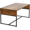 Household Essentials Wrap Rectangular Coffee Table Rustic Slate Concrete and Black Metal(Rustic Hickory)